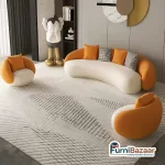 Premium Fabric 4+1+1 Sofa Set - Dual-Tone Designer Curved Sofa Set