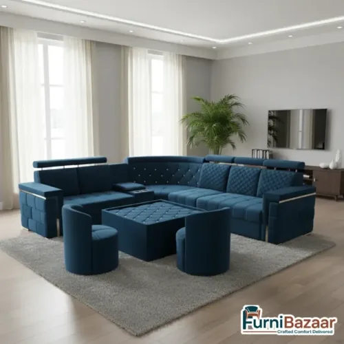 Elegance Collection: Luxury Premium Corner Sofa Set with Ottomans
