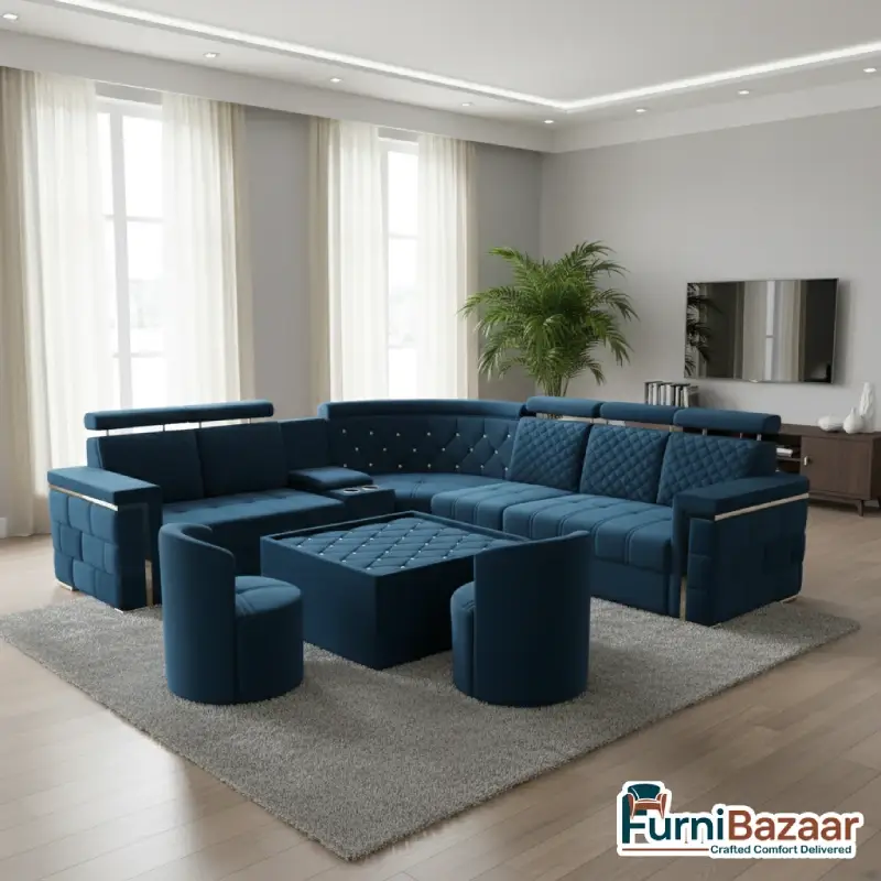 Elegance Collection: Luxury Premium Corner Sofa Set with Ottomans Elegance Collection: Luxury Premium Corner Sofa Set with Ottomans