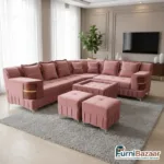 The Opulence Corner Sofa Set: Velvet Luxury and Timeless Design