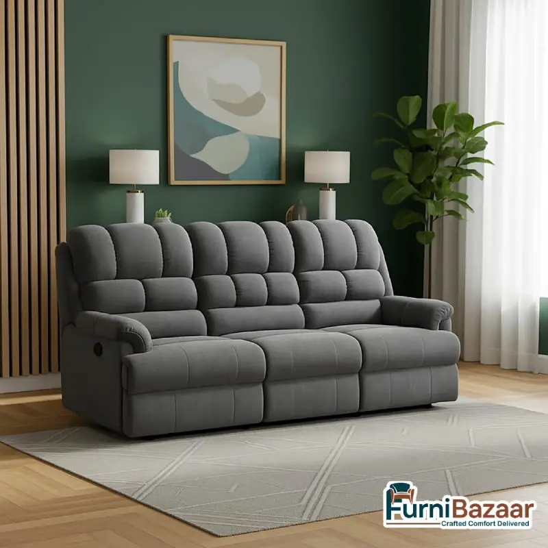10102025302 ComfortPro 3 Seater Manual Recliner: Family Comfort, Classic Control - Image 1